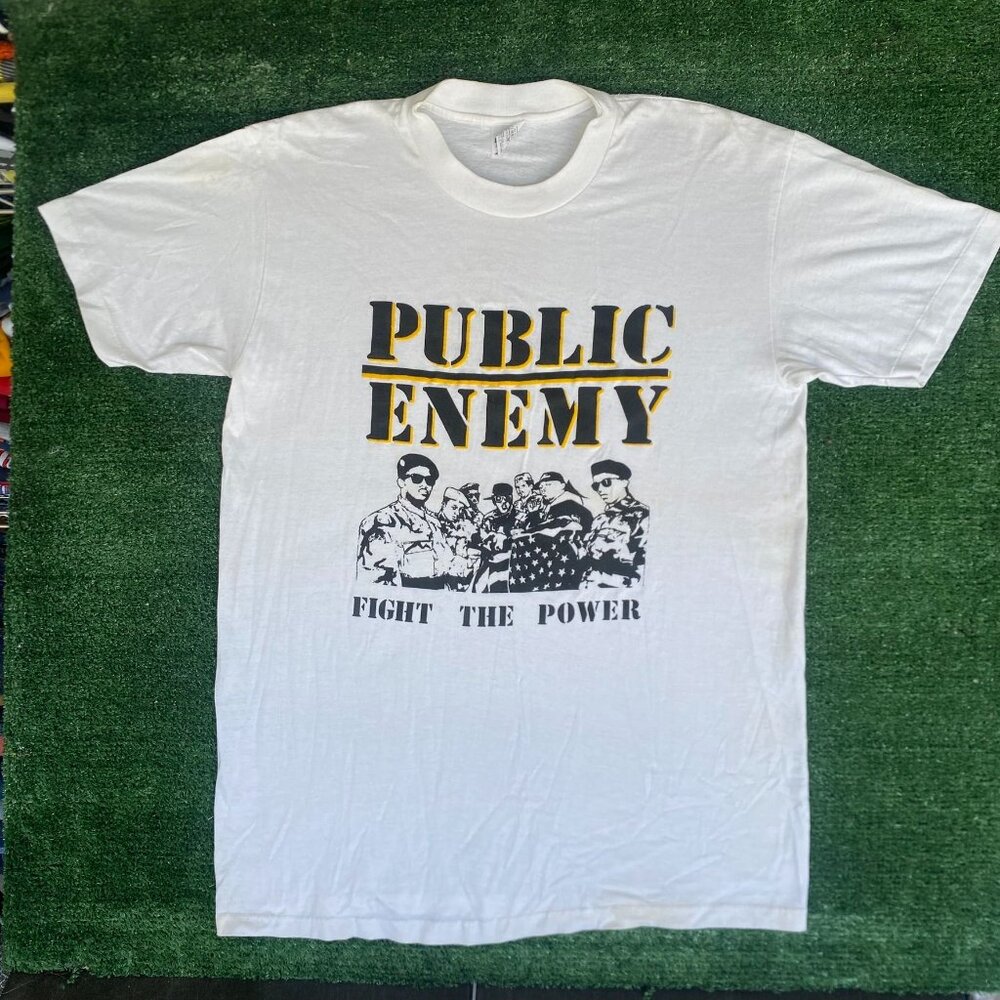 Vintage 90s Public Enemy Fight the Power T-Shirt Single Stitch Hip Hop Rap Tee L